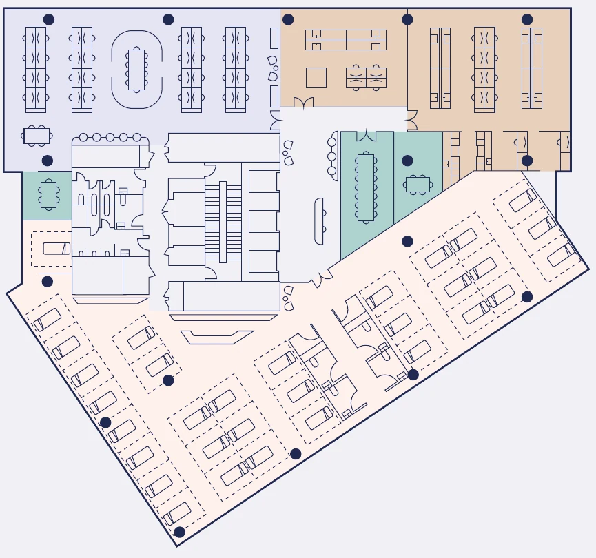 Life sciences floorplate showing laboratories, workspaces and shared facilities