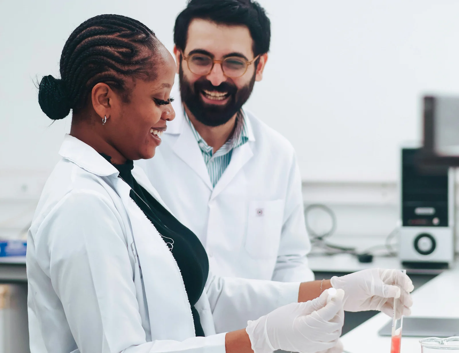 Two scientists working together in a laboratory